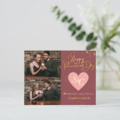 Elegante Monogram Liefde valentijnsdag koppel foto Feestdagenkaart (Staand voorkant)