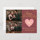 Elegante Monogram Liefde valentijnsdag koppel foto Feestdagenkaart (Voorkant / Achterkant)