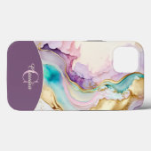 Elegante Monogram Marmeren Vloeibare Inkt Case-Mate iPhone Case (Achterkant (horizontaal))