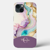 Elegante Monogram Marmeren Vloeibare Inkt Case-Mate iPhone Case (Achterkant)