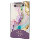 Elegante Monogram Marmeren Vloeibare Inkt Klembord (Links)