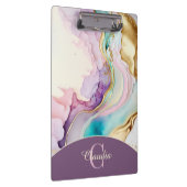 Elegante Monogram Marmeren Vloeibare Inkt Klembord (Rechts)