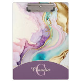 Elegante Monogram Marmeren Vloeibare Inkt Klembord (Voorkant)