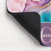 Elegante Monogram Marmeren Vloeibare Inkt Muismat (Hoek)