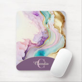 Elegante Monogram Marmeren Vloeibare Inkt Muismat (Met muis)