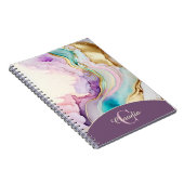 Elegante Monogram Marmeren Vloeibare Inkt Notitieboek (Rechterzijde)