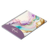 Elegante Monogram Marmeren Vloeibare Inkt Notitieboek (Linkerzijde)