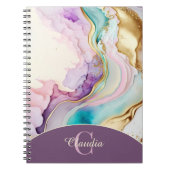 Elegante Monogram Marmeren Vloeibare Inkt Notitieboek (Voorkant)