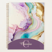 Elegante Monogram Marmeren Vloeibare Inkt Planner (Voorkant)