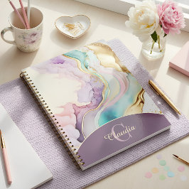 Elegante Monogram Marmeren Vloeibare Inkt Planner