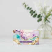 Elegante Monogram Marmeren Vloeibare Inkt Visitekaartje (Staand voorkant)