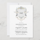 Elegante Monogram Meer Bruiloft Rehearsal Dinner Kaart (Voorkant)