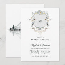 Elegante Monogram Meer Bruiloft Rehearsal Dinner