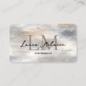 Elegante Monogram Metallic QR-code Visitekaartje (Voorkant)