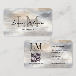 Elegante Monogram Metallic QR-code Visitekaartje