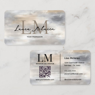 Elegante Monogram Metallic QR-code Visitekaartje