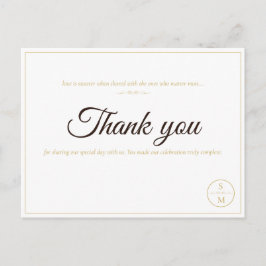 Elegante Monogram Minimale Trouw Dankkaart Briefkaart