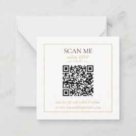 Elegante Monogram Minimale Trouw-RSVP-kaart QR-cod Notitiekaartje
