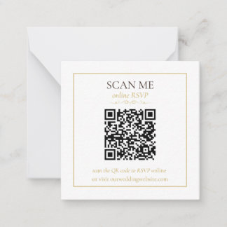 Elegante Monogram Minimale Trouw-RSVP-kaart QR-cod Notitiekaartje