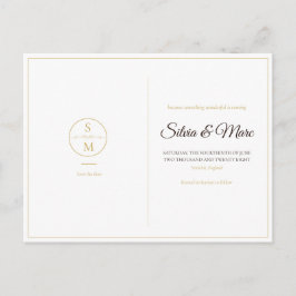 Elegante Monogram Minimale Trouwkaart 'Save the Da Aankondigingskaart