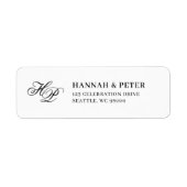 Elegante Monogram Minimale Zwart-wit bruiloft Etiket (Voorkant)