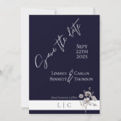 Elegante monogram minimalistische donkere marine k save the date (Voorkant)