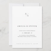 Elegante Monogram Minimalistische Fotobruiloft Kaart (Achterkant)