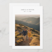 Elegante Monogram Minimalistische Fotobruiloft Kaart (Voorkant / Achterkant)