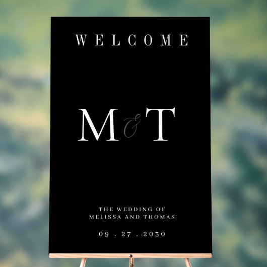 Elegante Monogram Minimalistische Huwelijk Welkom Acryl Bord (Neutraal)