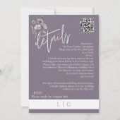 Elegante monogram minimalistische paarse kalligraf kaart (Achterkant)