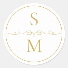 Elegante Monogram Minimalistische Trouw Envelopeze Ronde Sticker