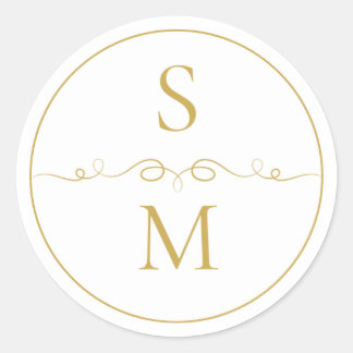 Elegante Monogram Minimalistische Trouw Envelopeze Ronde Sticker