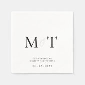 Elegante Monogram Minimalistische Trouwdag Servet (Voorkant)