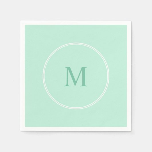 Elegante Monogram Mintgroene Template Modern Servet (Voorkant)