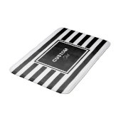 Elegante Monogram Mode Zwarte Witte Streep Badmat (Gekanteld)