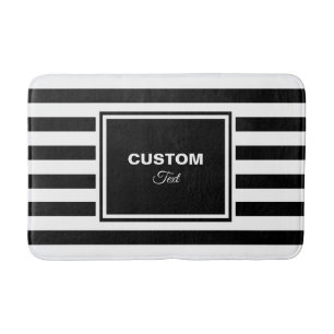 Elegante Monogram Mode Zwarte Witte Streep Badmat
