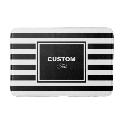 Elegante Monogram Mode Zwarte Witte Streep Badmat (Voorkant)
