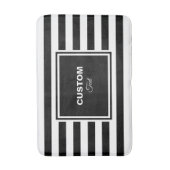 Elegante Monogram Mode Zwarte Witte Streep Badmat (Voorkant Verticaal)
