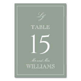 Elegante Monogram Modern Script Sage Green Wedding Kaart