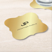 Elegante monogram moderne faux gouden Sjabloon Kartonnen Onderzetters (Gekanteld)