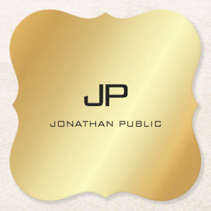 Elegante monogram moderne faux gouden Sjabloon Kartonnen Onderzetters