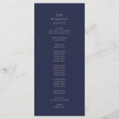 Elegante Monogram Moderne Klassieke Navy Blush Bru Programmakaart (Achterkant)