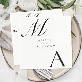 Elegante Monogram Moderne Minimalistische Trouwdag Servet