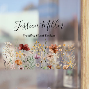 Elegante Monogram Mooie Waterverf Wildbloem Raamsticker