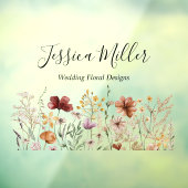 Elegante Monogram Mooie Waterverf Wildbloem Raamsticker (Vel 3)
