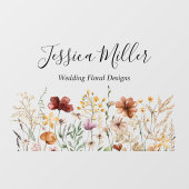 Elegante Monogram Mooie Waterverf Wildbloem Raamsticker (Vel)