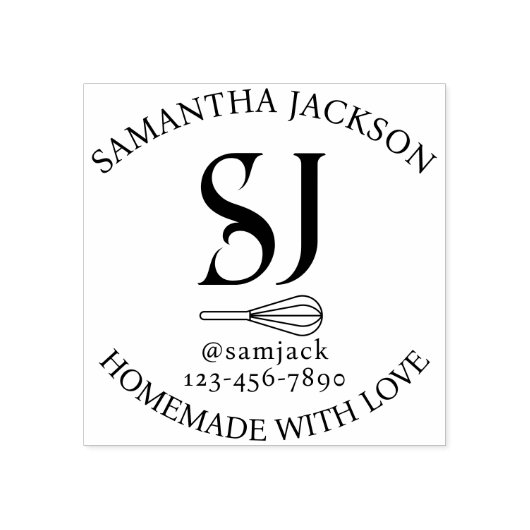 Elegante Monogram Naam Bakkerij Bedrijf Rubberstempel (Afrduk)