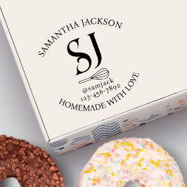 Elegante Monogram Naam Bakkerij Bedrijf Zelfinktende Stempel