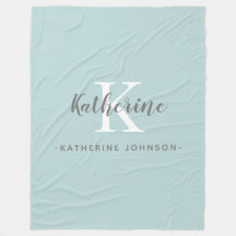 Elegante Monogram Naam Blue Fleece Deken