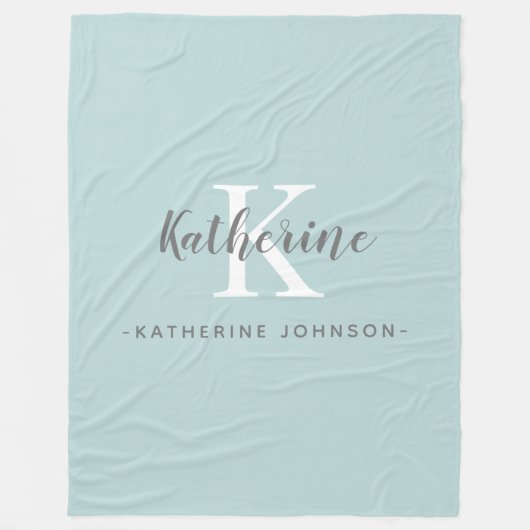 Elegante Monogram Naam Blue Fleece Deken (Voorkant)